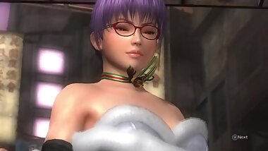 Dead or alive 5 Ayane in sexy christmas skirt windy upskirt exposed her ass
