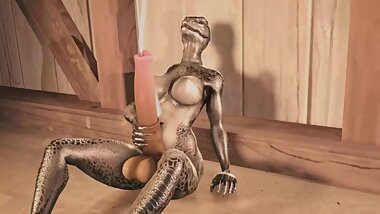 Futa Argonian Girl masturbating.