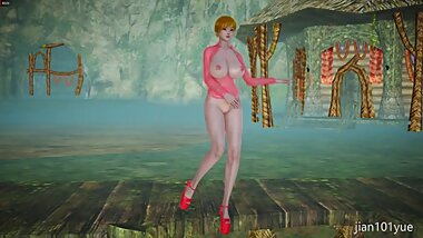 Red lady royal red heels nude dance