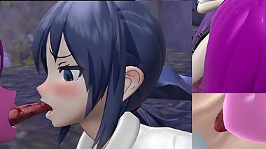 [MMD]  GIRL ENJOYS TASTING JK GIRL WITH HER TONGUES [HENTAI]