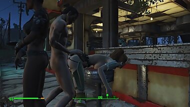 Sex in a cafe on a chair. Girl wanted anal after battle