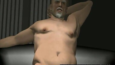 Busty 3D Babe Sucks and Old Man's Cock