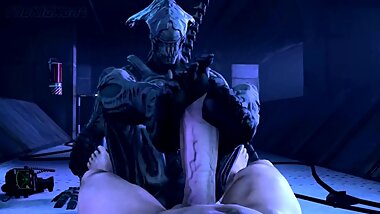 footjob xenomorph monster + human