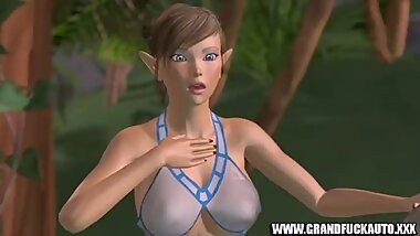 Cute redhead hentai takes monster's fat dick