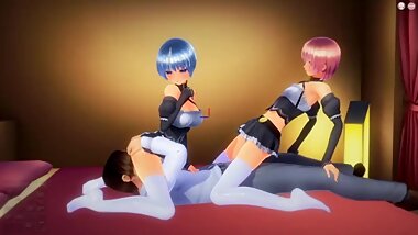 [3D]Ram&Ram Re Zero threesome pov[Insunity order][3d hentai]