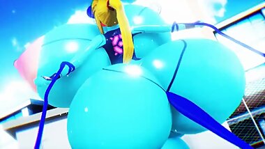 Samus Aran breast and butt water inflation - By Imbapovi