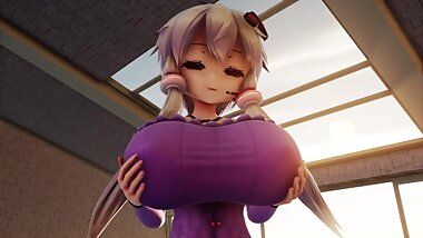 [3D MMD Giantess] Yukari Growth & Breast Expansion by AswaBaba