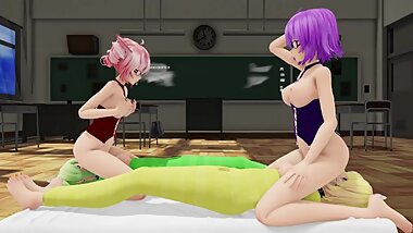 Nerdy Girls get their Revenge! (Yuri Bondage Sex / Foot Fetish) - 3D MMD