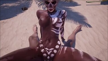 MEGA HOT 3D SFM island sex with aborigine. Gameplay best adult game