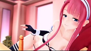 Cutie fingering dick and licking it gets cum on his face (Beautiful 3D Anim
