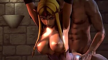 Busty Zelda bound and fucked