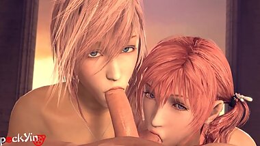 Lightning x Serah - Sisters Sucks HP - Final Fantasy XIII - 3D