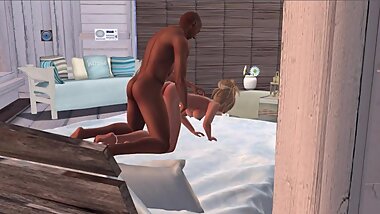 Fuck with gusto at private bungalo (Second Life game)