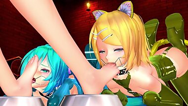 Luka trains/feeds her Pets (Yuri Bondage Sex / Foot Fetish) - 3D MMD