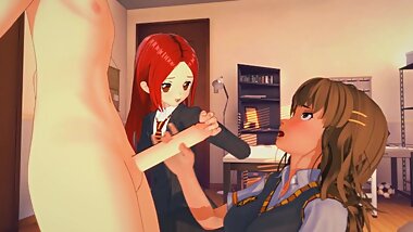(3D Hentai)(Harry Potter) Sex with Hermione and Ginny