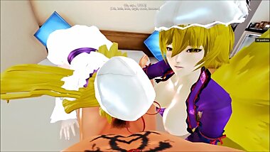 Yukari and Ran takes care of a human (Honey Select: Touhou)