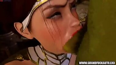 3D Princess gives Orc Blowjob