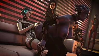 Watching Liara ride Edi Futa x Fem and Futa x Futa
