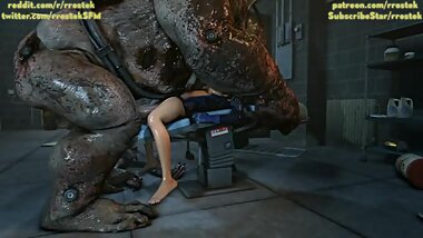 Ashley Williams and Femshep fucked hard by 3D Monsters in Labroom animation