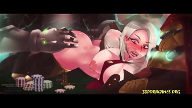 The girl lost at cards and she was fucked hard by two guys, 3d porn sex gam