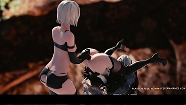 NieR strapon lesbian 3d
