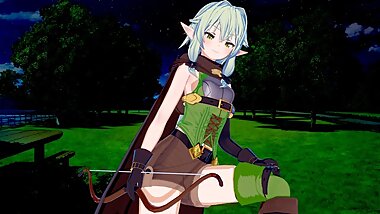 Goblin Slayer: High Elf Archer surprises you in the woods (3D Hentai)