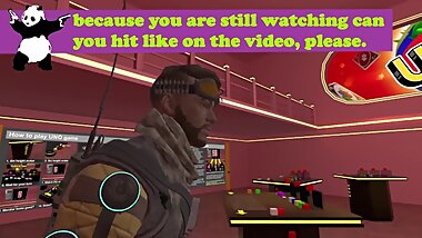 mirage from Apex Legends with Anita Bellini running the tune bad day