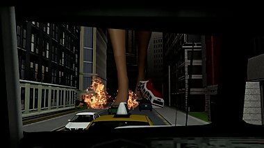 3D Giantess Steps on Cars