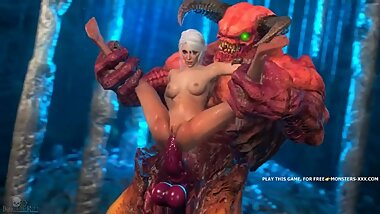 Ugly heavy monsta fucks girl in standing pose, from witcher porn parody #2