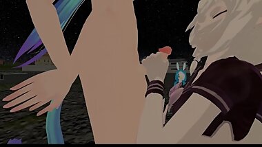 Neko Trap Hatsune Miku getting blowjob in VR (no audio)