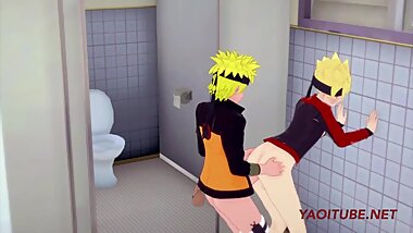 Naruto Baruto Yaoi - Naruto Fucks Boruto in a Bathroom
