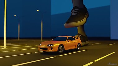 3D car crush animation