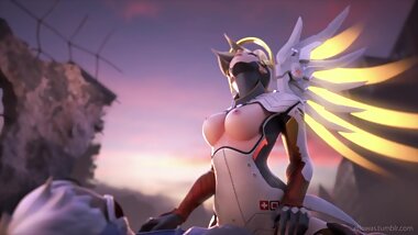 Overwatch - mercy riding [closeup]