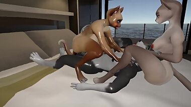The dog and his cats (by MrBlack86) [yiffalicious]