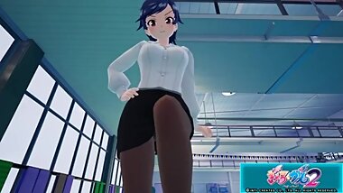 Gal*Gun 2 Teacher Footjob & Ballbusting