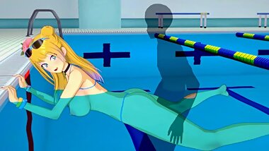 OSHIETE! GALKO CHAN HENTAI GALKO FUCKS IN THE POOL