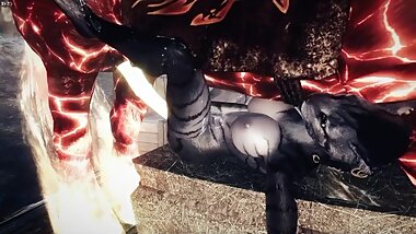 Khajiit Takes Nightmare Cock