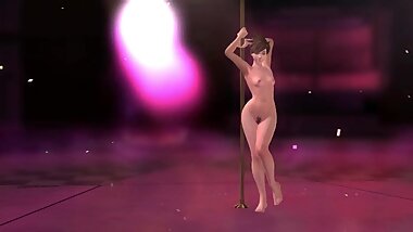 Sexy and Hot Tracer from Overwatch has a juicy big ass, sweet body, enjoy her naked pole dancing!