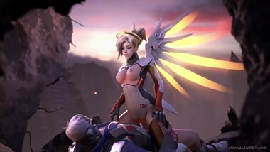 [LOOPED 5 MINS] - Mercy riding Soldier76 - Animation by Ellowas - Overwatch
