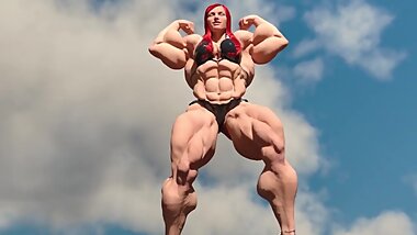 The female superbodybuilder transformation_female muscle growth animation