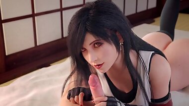 Tifa Lockhart licking some Cock