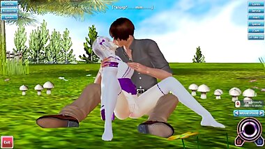A rogue threesome with Emilia from Re:zero 3D hentai honey select