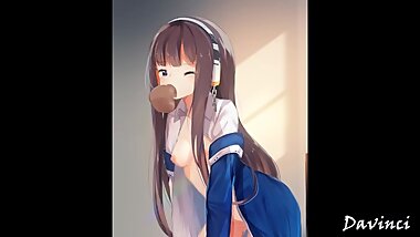 Hentai Long island (azur lane) blowjob cumshot,cum in mouth 'Davinci