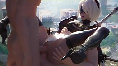 Nier Automata 2B Double Penetration (Animation W/Sound)