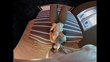 Lara gets her face fucked by your dick as she plays with her pussy! VR 3D