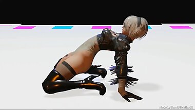 Futanari 2B (Nier: Automata) Hands-Free Cum shot - 3D Animation