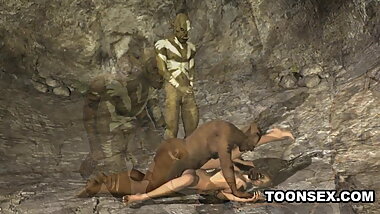 3D Babe Double Teamed Outdoors by Monsters