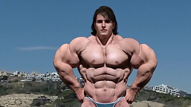 Gregori grows huge_male muscle growth animation