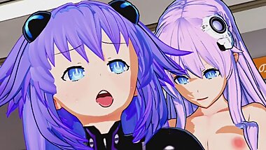 Hyperdimension Neptunia - Futanari Purple Sister X Purple Heart 3D Hentai
