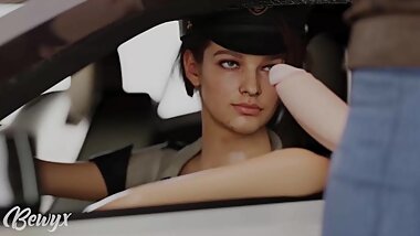 Police Jill Valentine does her job